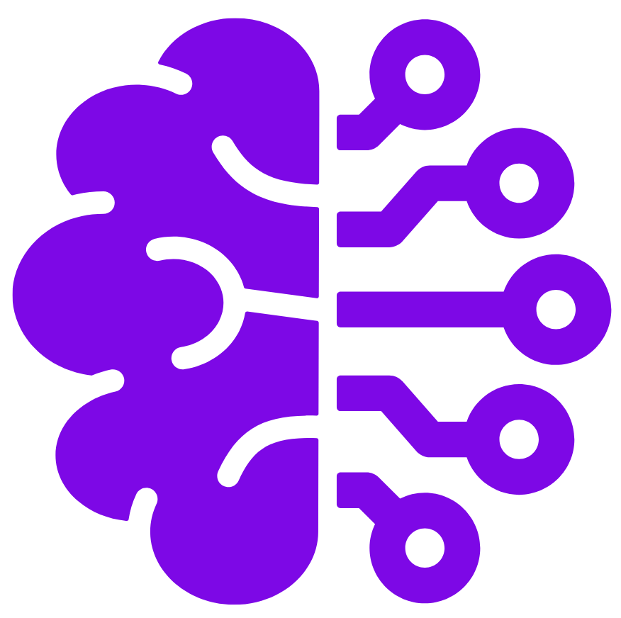 Ícone de Cérebro com tecnologia